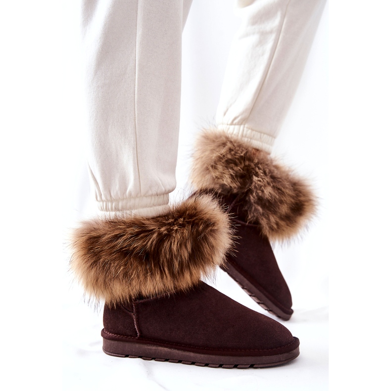 Mukluks en cuir avec fourrure pour femmes, marron brun 3