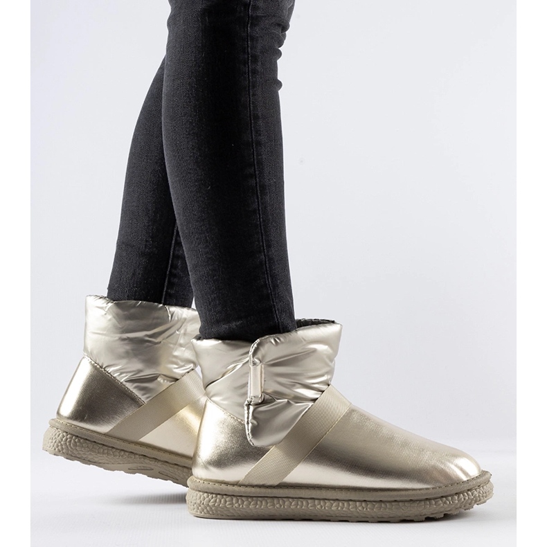 Boots de neige courtes Delaune dorées brillantes d'or 1