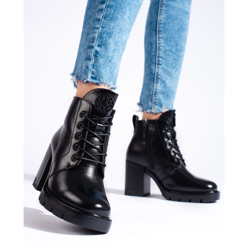 W. Potocki Bottines à talons hauts femme Potocki noires le noir 2