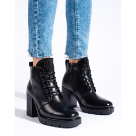 W. Potocki Bottines à talons hauts femme Potocki noires le noir 1