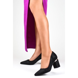 Escarpins femme à talons hauts en daim noir le noir 3