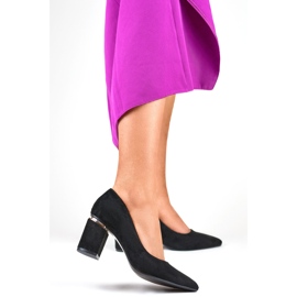 Escarpins femme à talons hauts en daim noir le noir 1