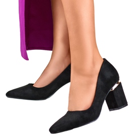 Escarpins femme à talons hauts en daim noir le noir 4