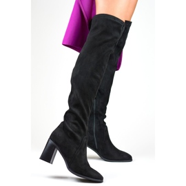 Cuissardes à talons hauts pour femme le noir 1