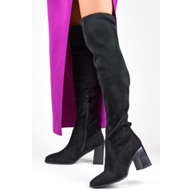 Cuissardes à talons hauts pour femme le noir 2