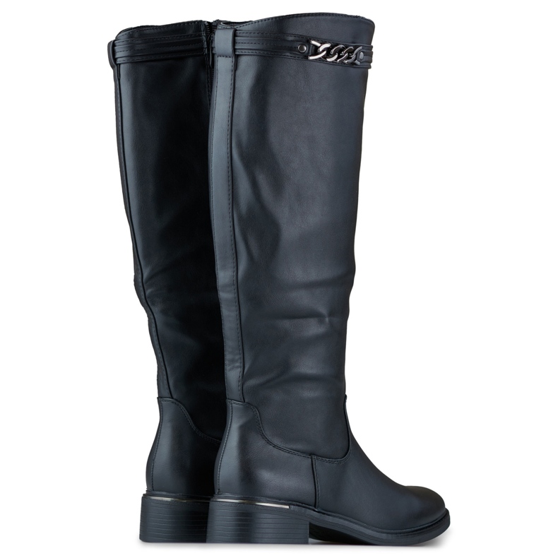 Bottines pour femmes à semelle plate en éco-cuir le noir 1