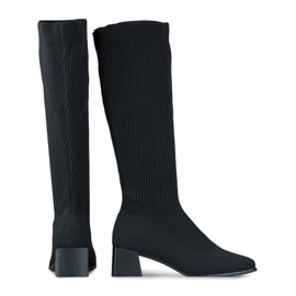 Bottines chaussettes femme noires à tige élastique 1