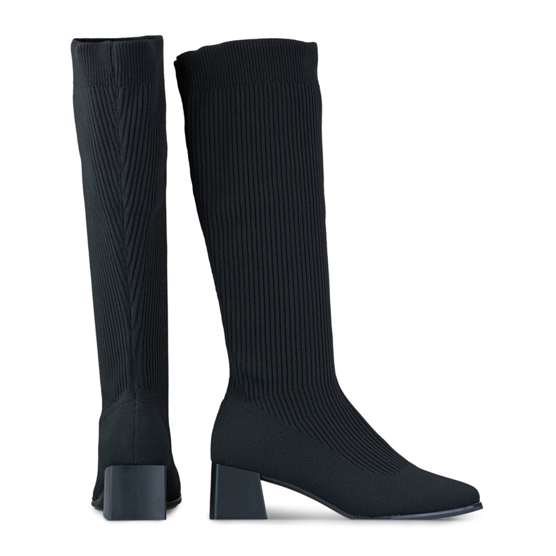 Bottines chaussettes femme noires à tige élastique 1