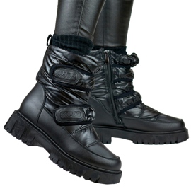 Bottes de neige chaudes pour femmes avec velcro Laila le noir 1
