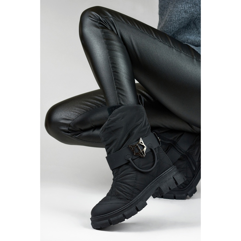 Bottes d'hiver hautes pour femmes, bottes de neige isolées, noires 1