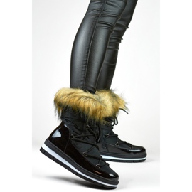 Bottes de neige hautes d'hiver pour femme avec fourrure noir 2