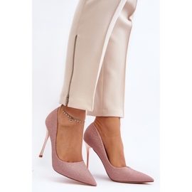 Les talons aiguilles champagne pailletés de Tiberon rose 2 Les talons aiguilles champagne pailletés de Tiberon rose 2