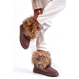 Bottes de neige Alexa en daim taupe pour femmes avec fourrure beige 3