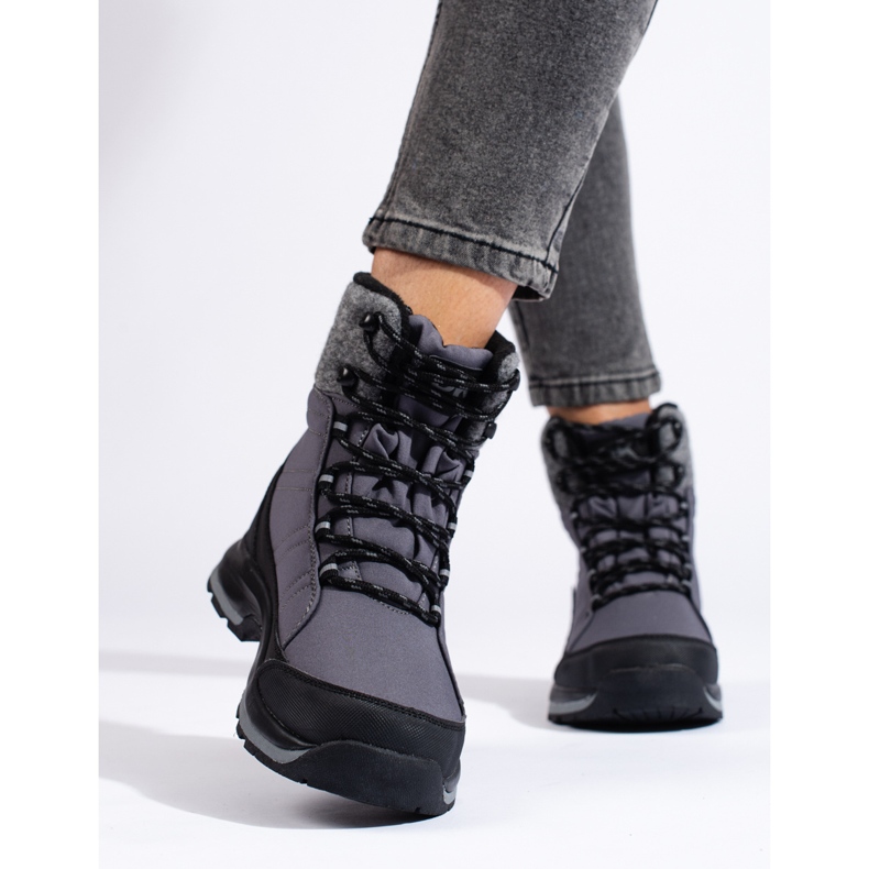 Après-ski femme gris DK à lacets noir 2