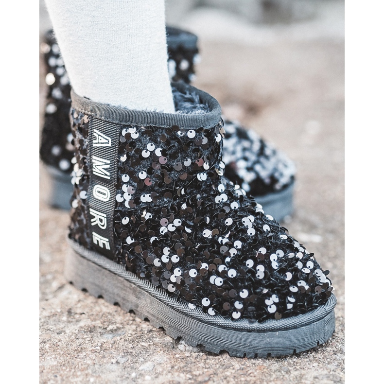 Bottes de neige pour enfants isolées à paillettes, noir Rebbica 1