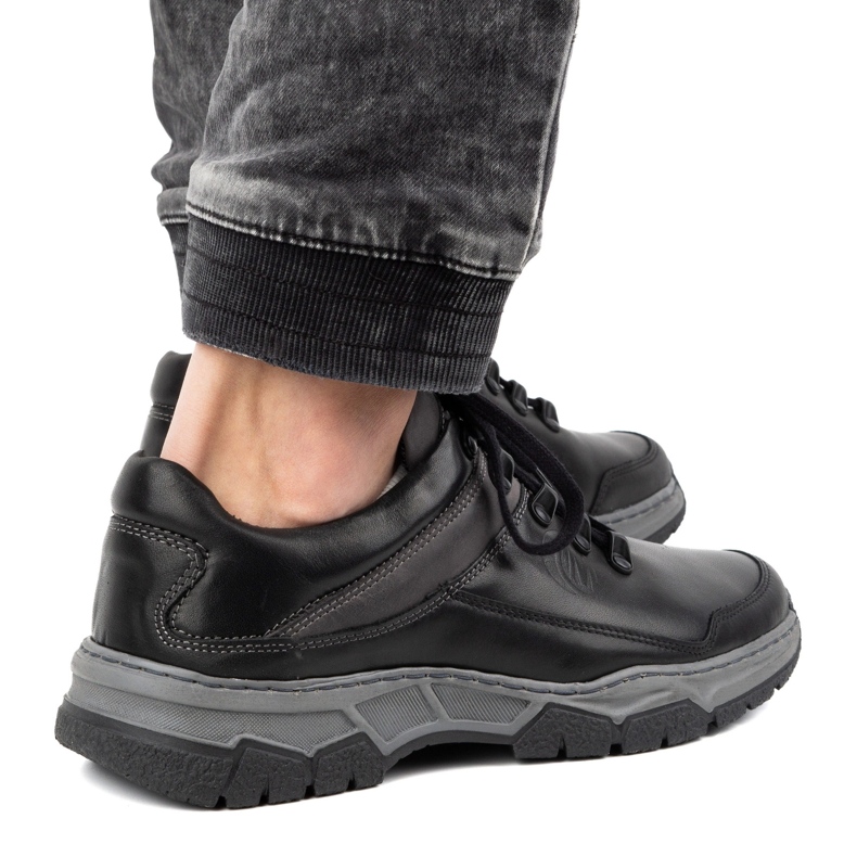 Olivier Chaussures décontractées en cuir pour hommes 842MA noir le noir 2