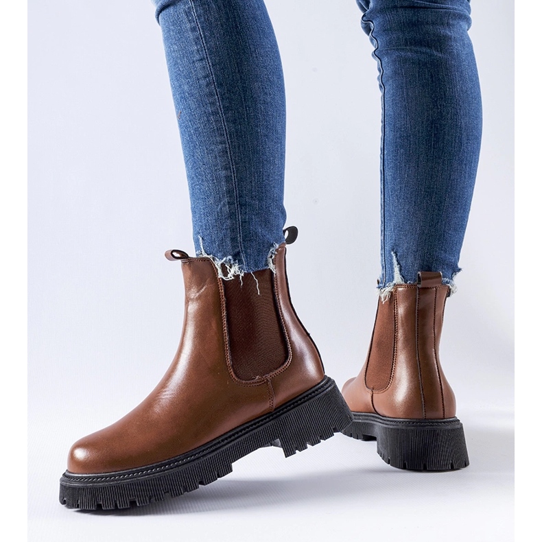 Bottines à enfiler Edgar classiques isolées marron brun 1