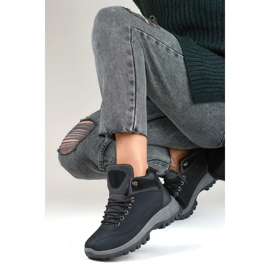 Chaussures d'hiver isolées, chaussures de trekking pour jeunes, à lacets noir 1