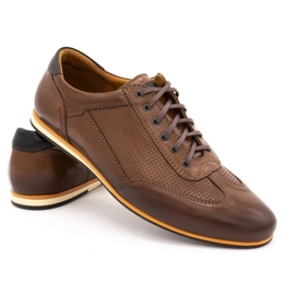 Kampol Chaussures décontractées en cuir pour hommes 64 / C1 marron brun 2 Kampol Chaussures décontractées en cuir pour hommes 64 / C1 marron brun 2