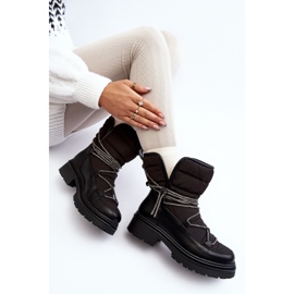 Bottes De Neige Pour Femmes Avec Laçage Décoratif Noir Rilana 1