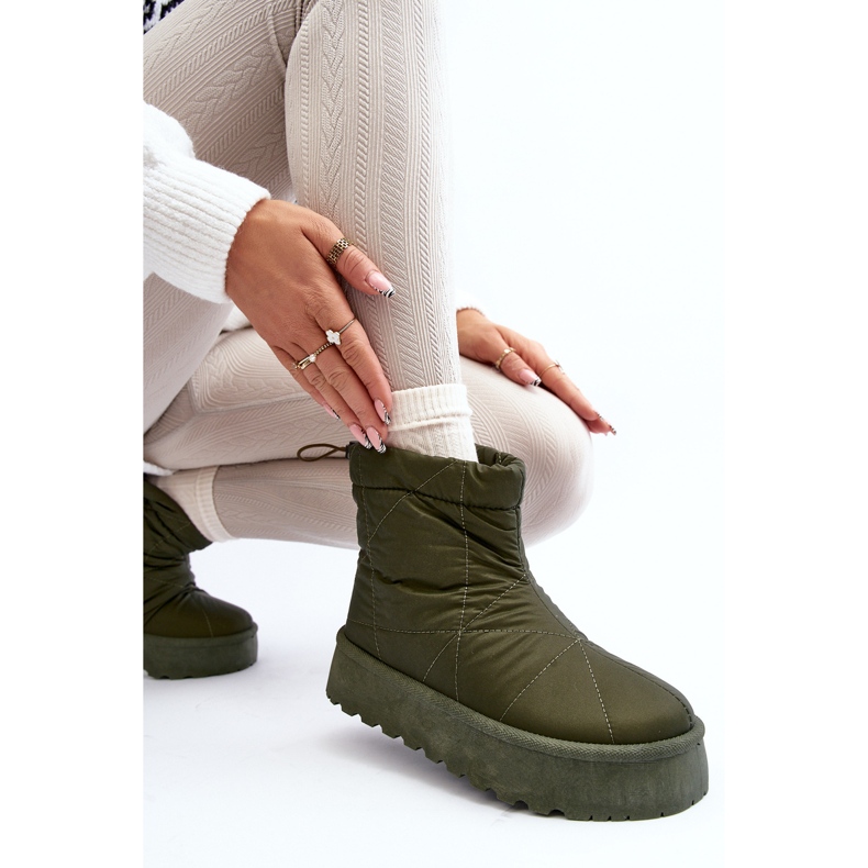 Bottes de neige vertes Fionia pour femmes sur une plateforme massive 1