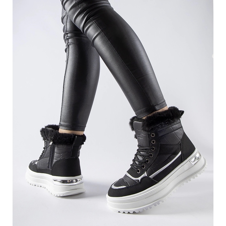 Bottes de neige de sport Trieste noires avec fourrure 1