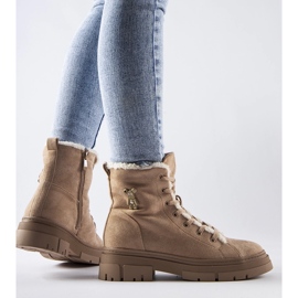 Bottines isolées beiges en éco-daim Pompei 1