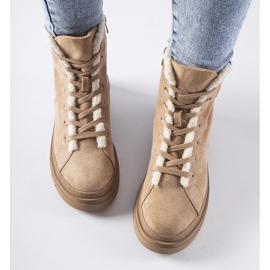 Bottines isolées beiges en éco-daim Pompei 2