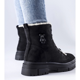 Bottines isolées noires en éco-daim Pompei le noir 1