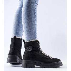 Bottines isolées noires en éco-daim Pompei le noir 3