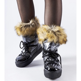 Bottes de neige isolées gris Battle avec fourrure 1