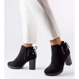 Bottes à talons en daim écologique noir de Poule 1