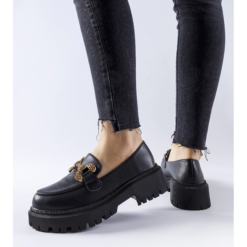 Mocassins noirs ornés de strass Uzzone le noir 1