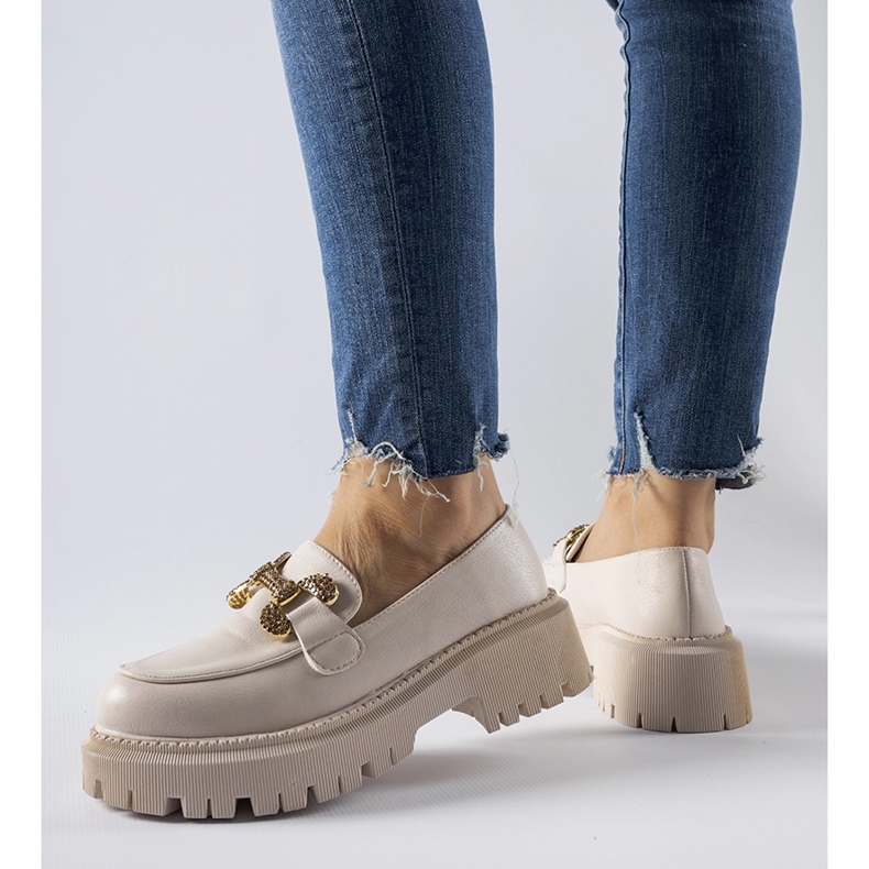 Mocassins beiges ornés de strass Uzzone 1 Mocassins beiges ornés de strass Uzzone 1