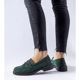 Mocassins verts avec strass de chez Ippolito 1