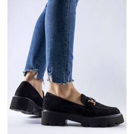 Mocassins noirs ornés d'une boucle Pise le noir 1
