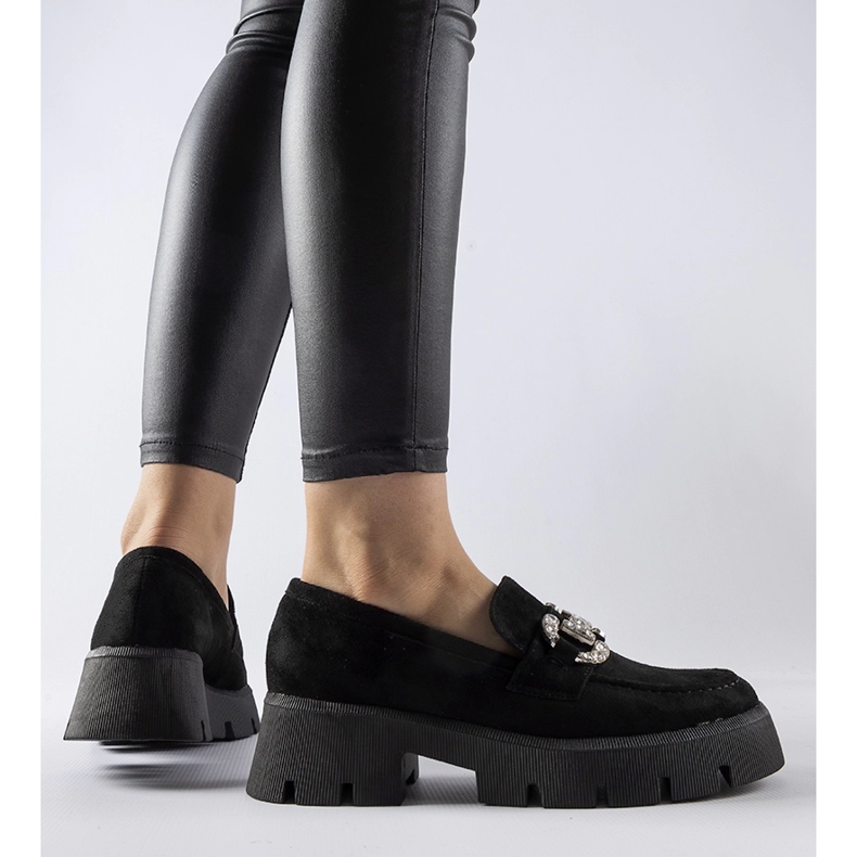 Mocassins Giacomo noirs avec strass 1