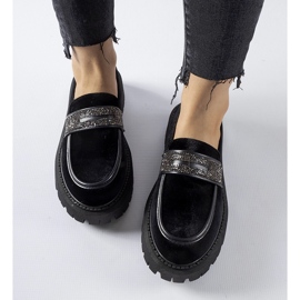 Mocassins noirs ornés de strass Longuelo 1
