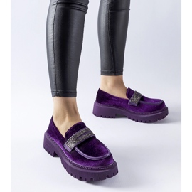 Mocassins violets avec strass de Longuelo 1