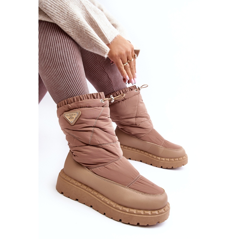 Seastar Boots de neige femme beiges à semelle épaisse 1