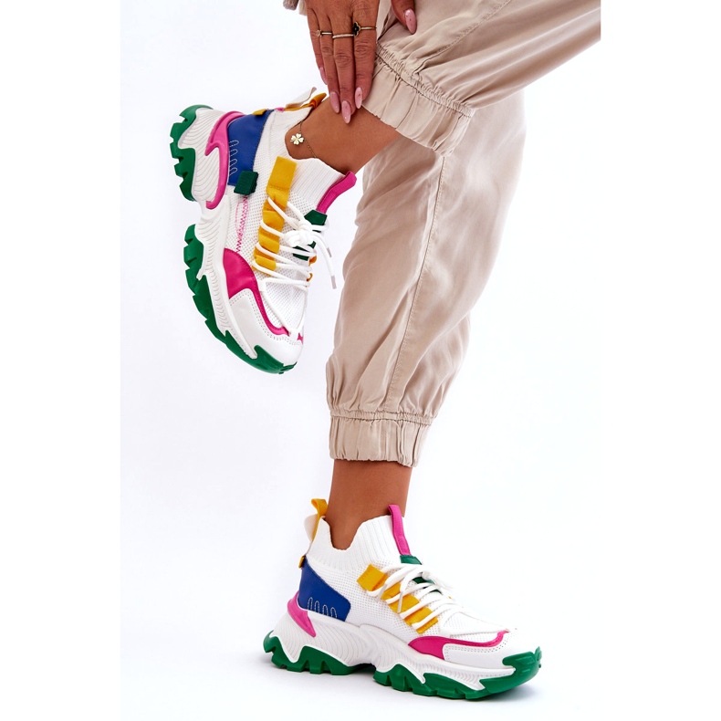 Seastar Baskets chaussettes à enfiler pour femmes, blanches et vertes 2