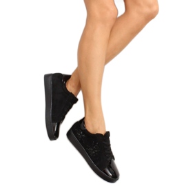 Baskets pour femmes avec cristaux T273P Noir le noir 4