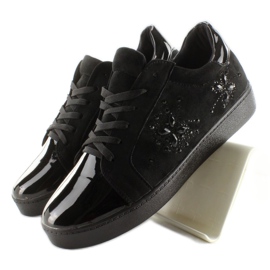 Baskets pour femmes avec cristaux T273P Noir le noir 5