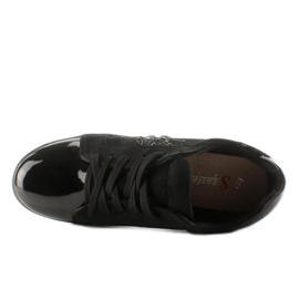 Baskets pour femmes avec cristaux T273P Noir le noir 1