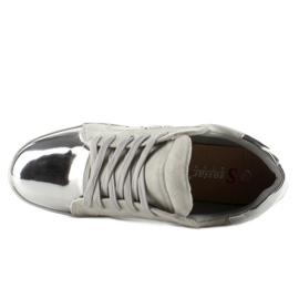 Baskets pour femmes avec cristaux T273P Argent gris 2