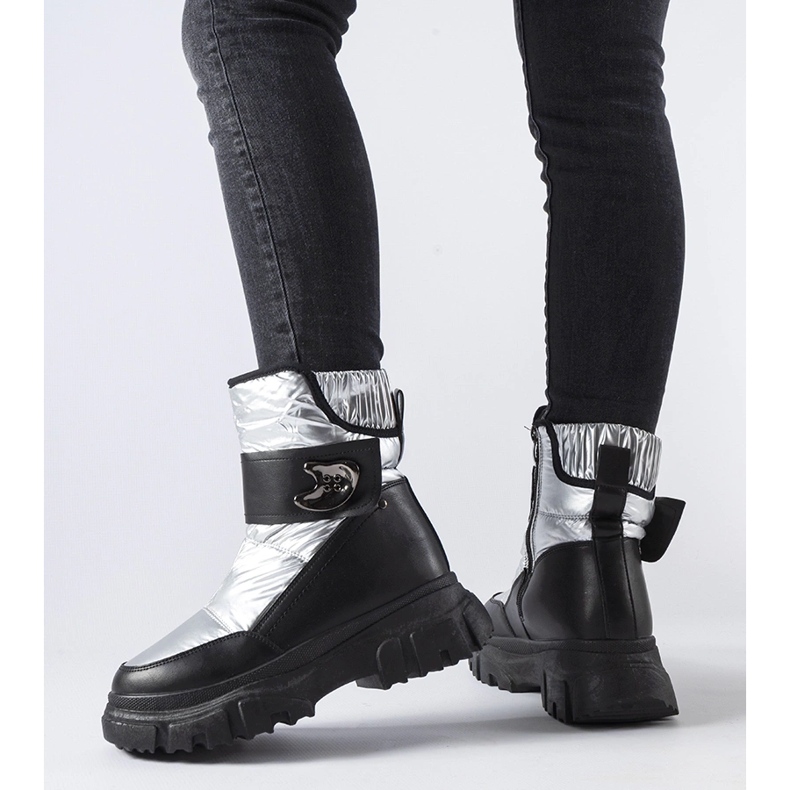 Bottes de neige Mejia isolées grises argent 1 Bottes de neige Mejia isolées grises argent 1