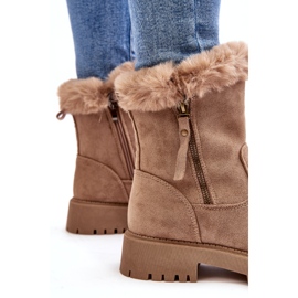 NEWS Bottes de daim des femmes avec de la fourrure beige 3
