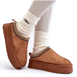 Chaussons à semelle épaisse en éco-daim Camel Sylva brun 11