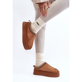 Chaussons à semelle épaisse en éco-daim Camel Sylva brun 6