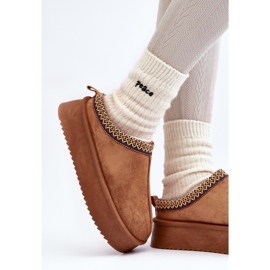 Chaussons à semelle épaisse en éco-daim Camel Sylva brun 4